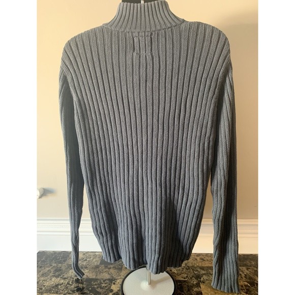 Men's Blue Old Navy Long Sleeve V-Neck Quarter-Button Cotton Knit Large Sweater - Picture 5 of 7